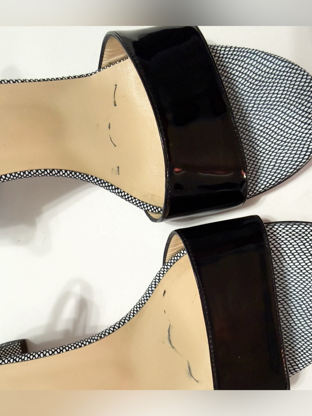 AQUATALIA black white print patent leather open toe chunky heel sandals - Picture 9 of 11
